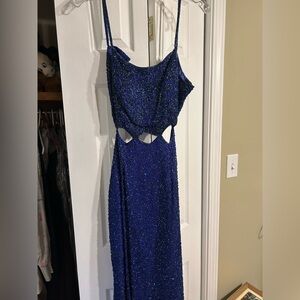 Sparkling Blue Cutout Gown Mardi Gras ball gown